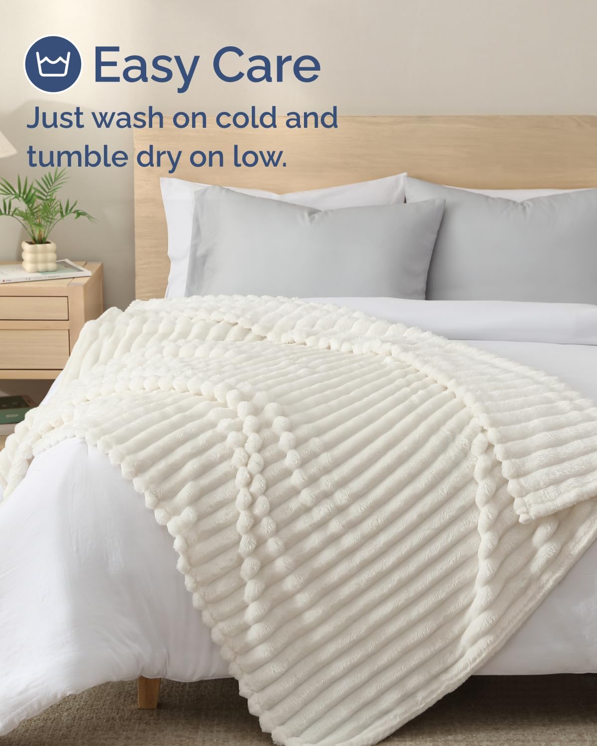 Super Soft Fleece Blanket Throw Size - Fleece Throw Blanket for Bed, Couch & Chair - Cozy, Warm & Breathable - All Season Fuzzy, Cute Decor, Microplush Bedding for Women, Men & Teens - 50x60, Ivory - Image 6