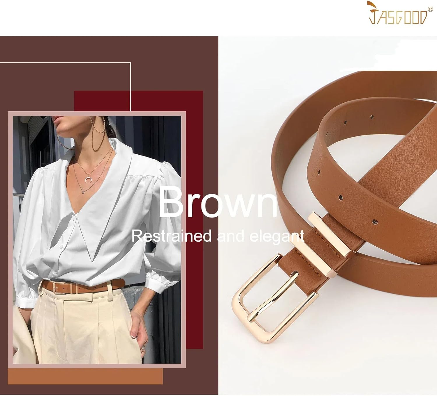 3 Pack Women's Leather Belts for Jeans Pants Dresses Fashion Ladies Gold/Sliver Buckle Leather Belts - Image 4
