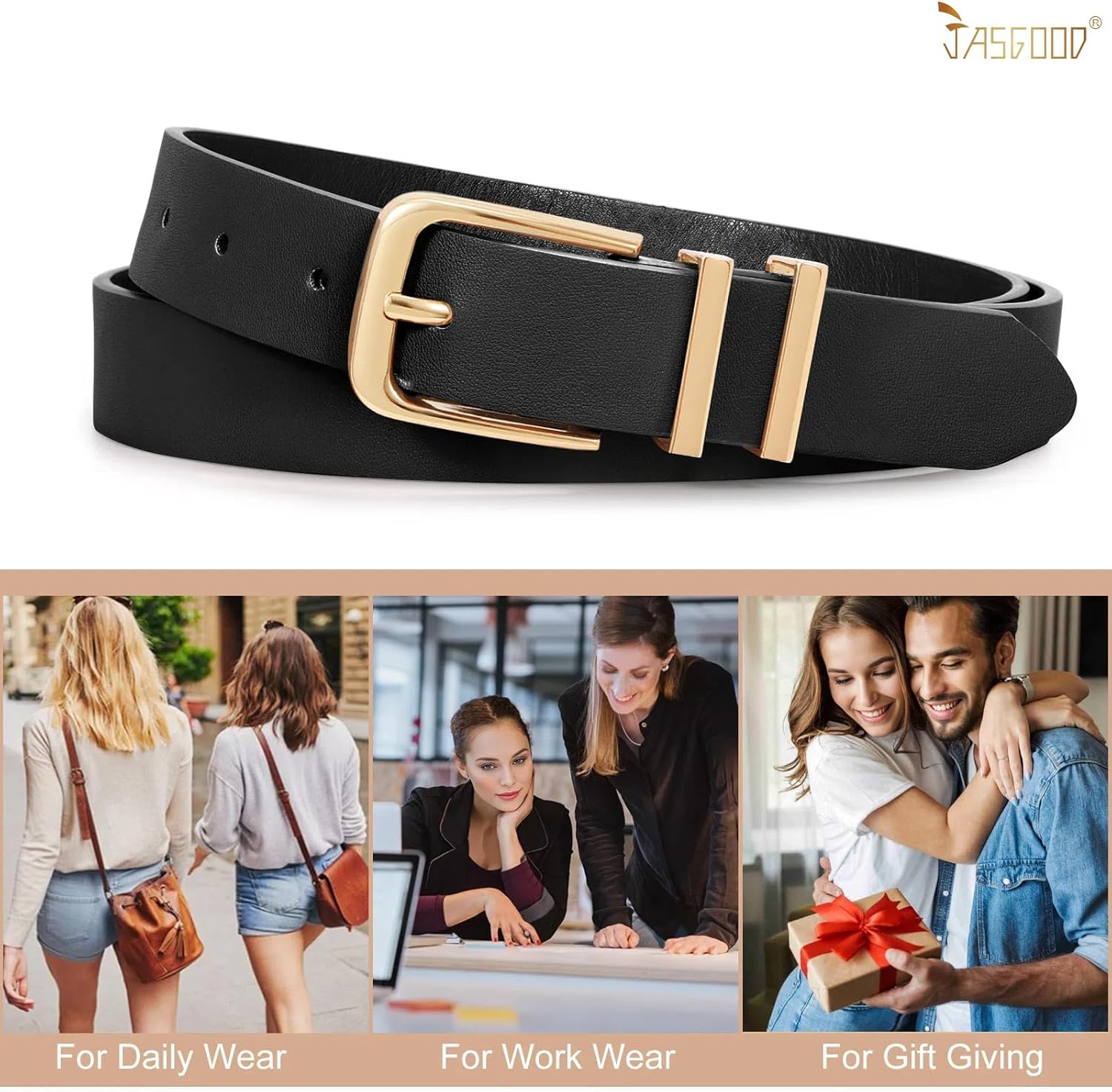 3 Pack Women's Leather Belts for Jeans Pants Dresses Fashion Ladies Gold/Sliver Buckle Leather Belts - Image 7
