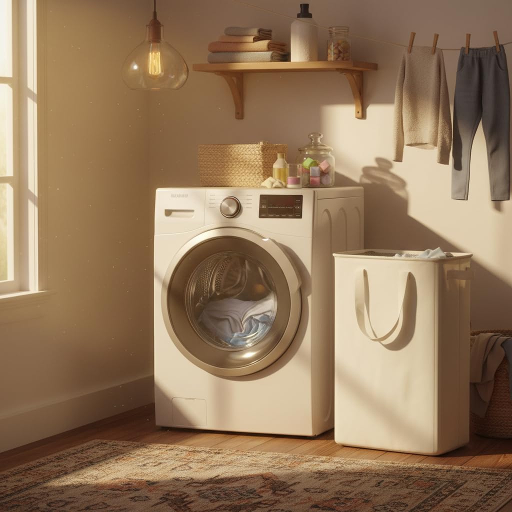 Slim Laundry Hamper with Handles, Collapsible Small Hamper for Laundry, Dirty Clothes Basket for Bedroom, Dorm and Laundry Room, 48L (12.7 Gallon) Beige - Image 6