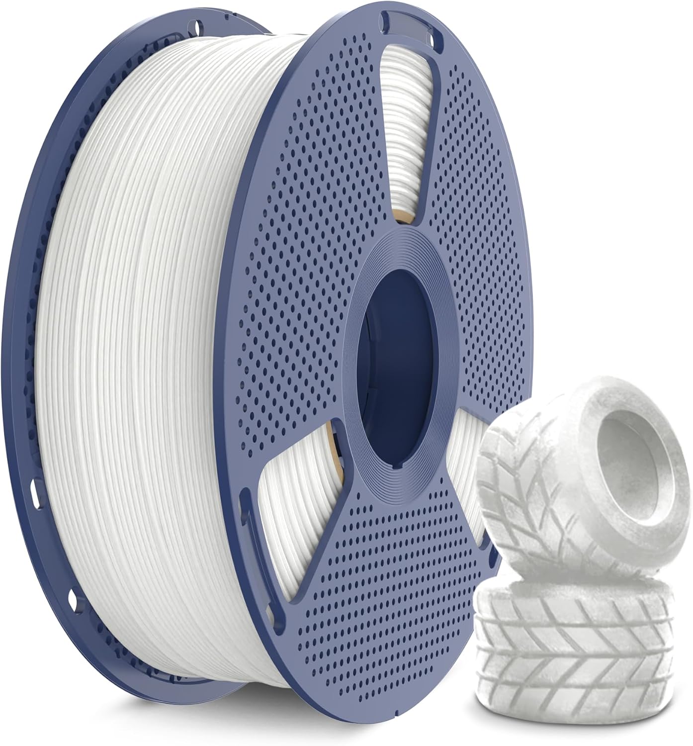 TPU 3D Printer Filament 1.75mm, Flexible 95A TPU Filament, 1KG Soft 3D Filament for Fast Printing, Dimensional Accuracy +/- 0.03mm, Fit Most FDM 3D Printers, TPU White - Image 1
