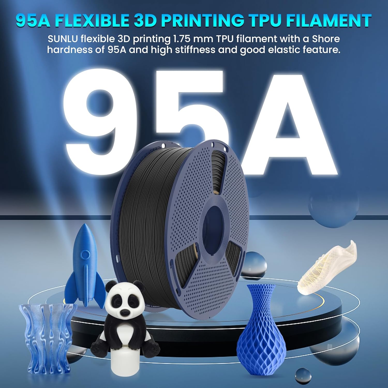 TPU 3D Printer Filament 1.75mm, Flexible 95A TPU Filament, 1KG Soft 3D Filament for Fast Printing, Dimensional Accuracy +/- 0.03mm, Fit Most FDM 3D Printers, TPU White - Image 2