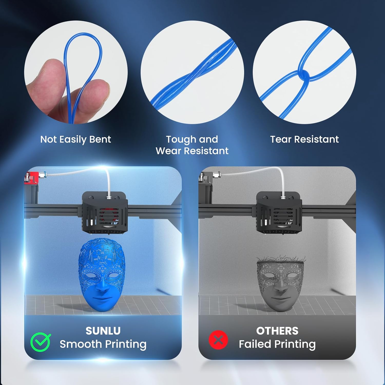 TPU 3D Printer Filament 1.75mm, Flexible 95A TPU Filament, 1KG Soft 3D Filament for Fast Printing, Dimensional Accuracy +/- 0.03mm, Fit Most FDM 3D Printers, TPU White - Image 3