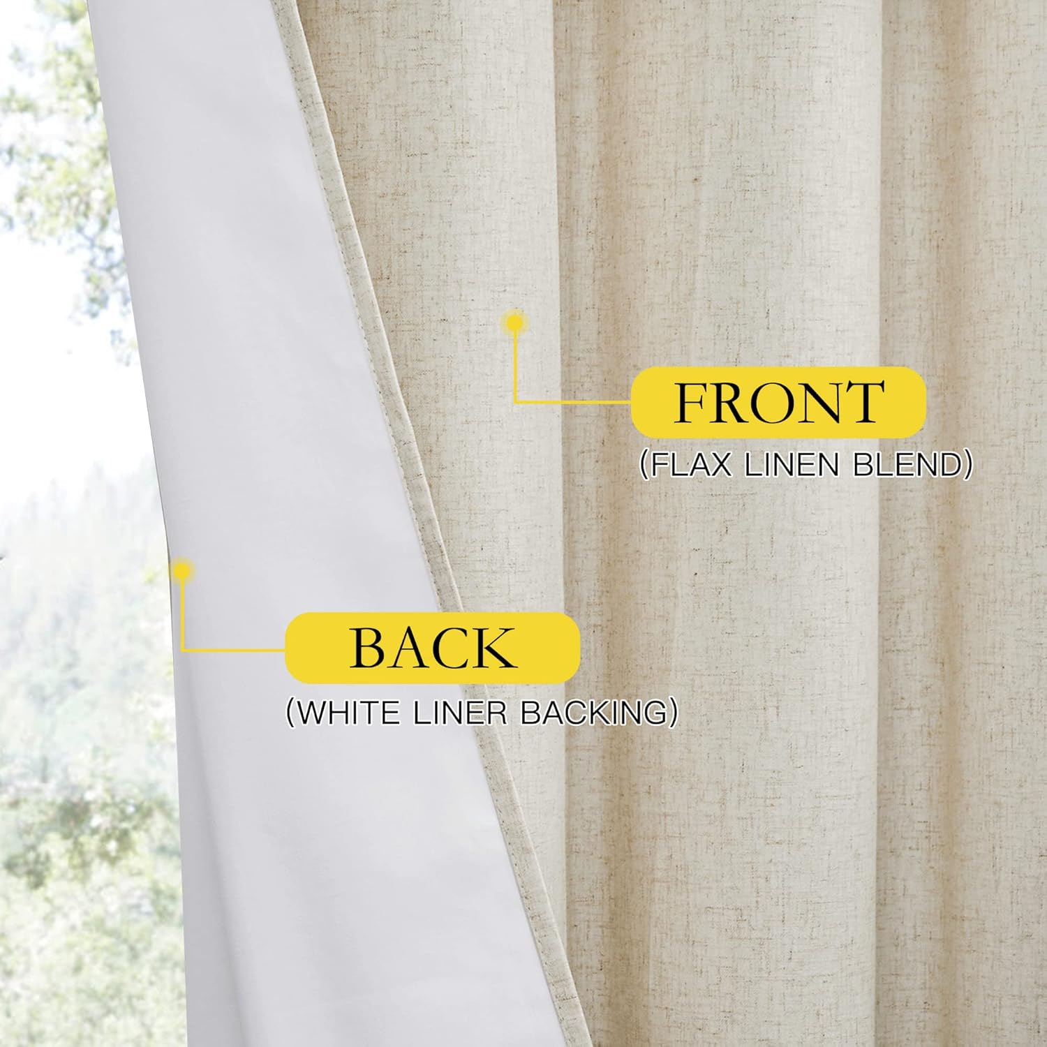 Linen Curtains 84 Inch Long 100% Blackout 2 Panels Natural Thick Farmhouse Living Room Soundproof Curtain Thermal Insulated Window Treatment Door Curtain Drapes (52-Inch Width Each Panel) - Image 5