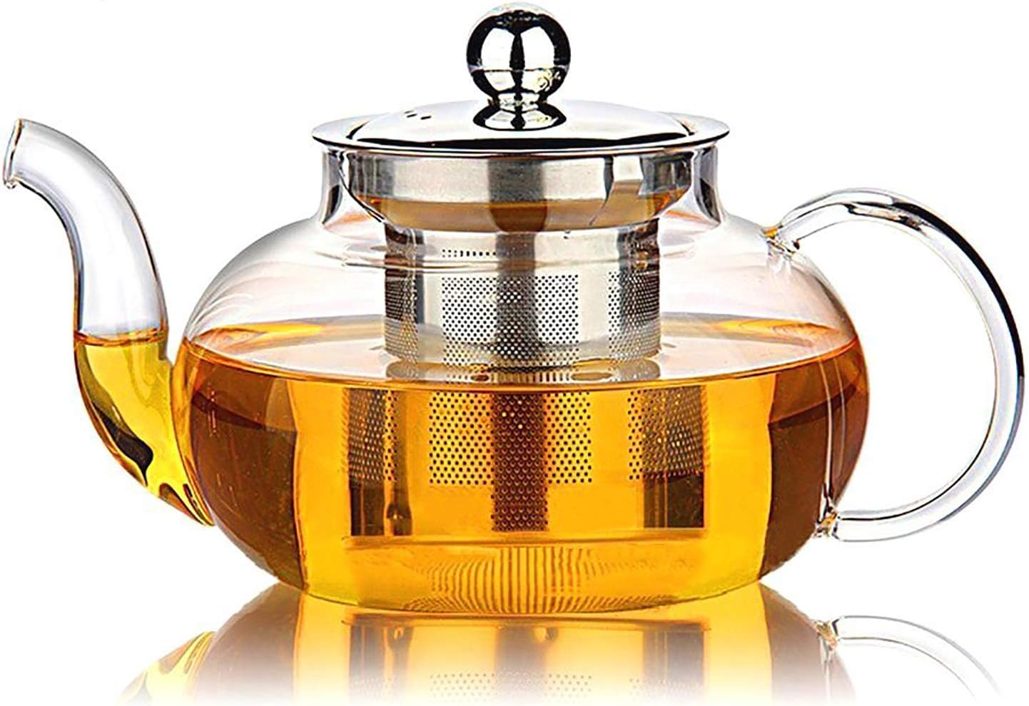 Glass Teapot with Stainless Steel Infuser & Lid, Borosilicate Glass Tea Pot Stovetop Safe, Blooming & Loose Leaf Teapots, 27 Oz - Image 1