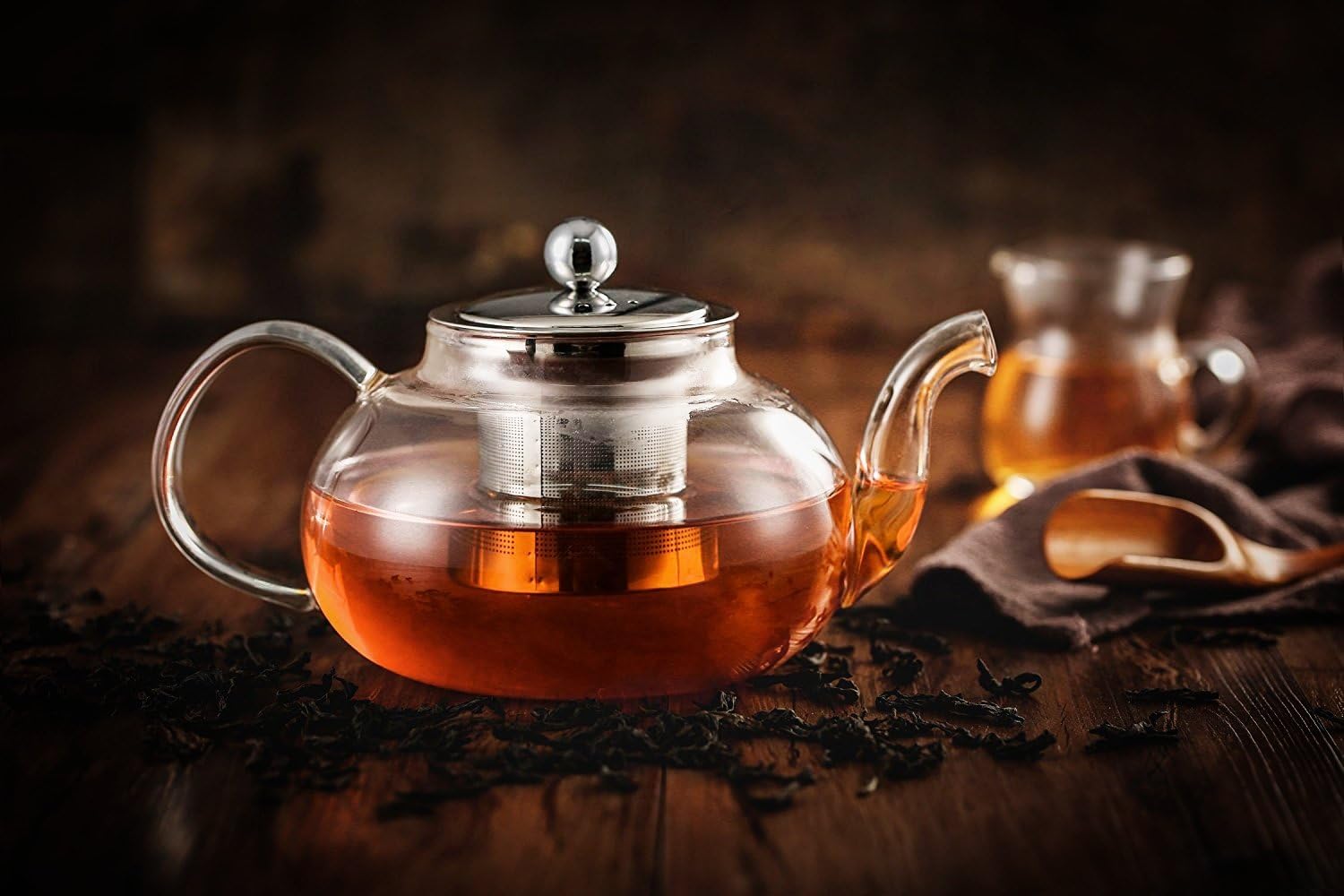 Glass Teapot with Stainless Steel Infuser & Lid, Borosilicate Glass Tea Pot Stovetop Safe, Blooming & Loose Leaf Teapots, 27 Oz - Image 2