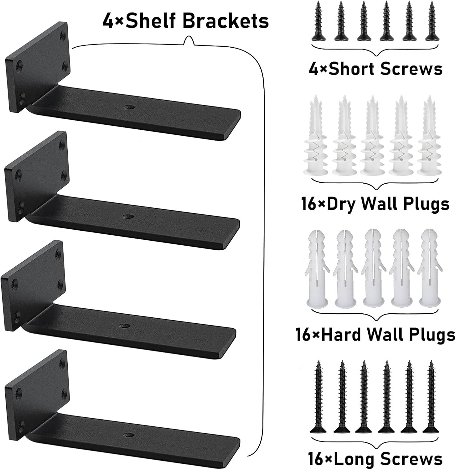 Heavy Duty Floating Shelf Brackets - 1/5 Inch Thick Industrial Black Metal L Brackets, Premium Solid Steel Shelf Supports for Shelves - 5 Inch Heavy Floating Shelves Hardware (4Pcs) - Image 6