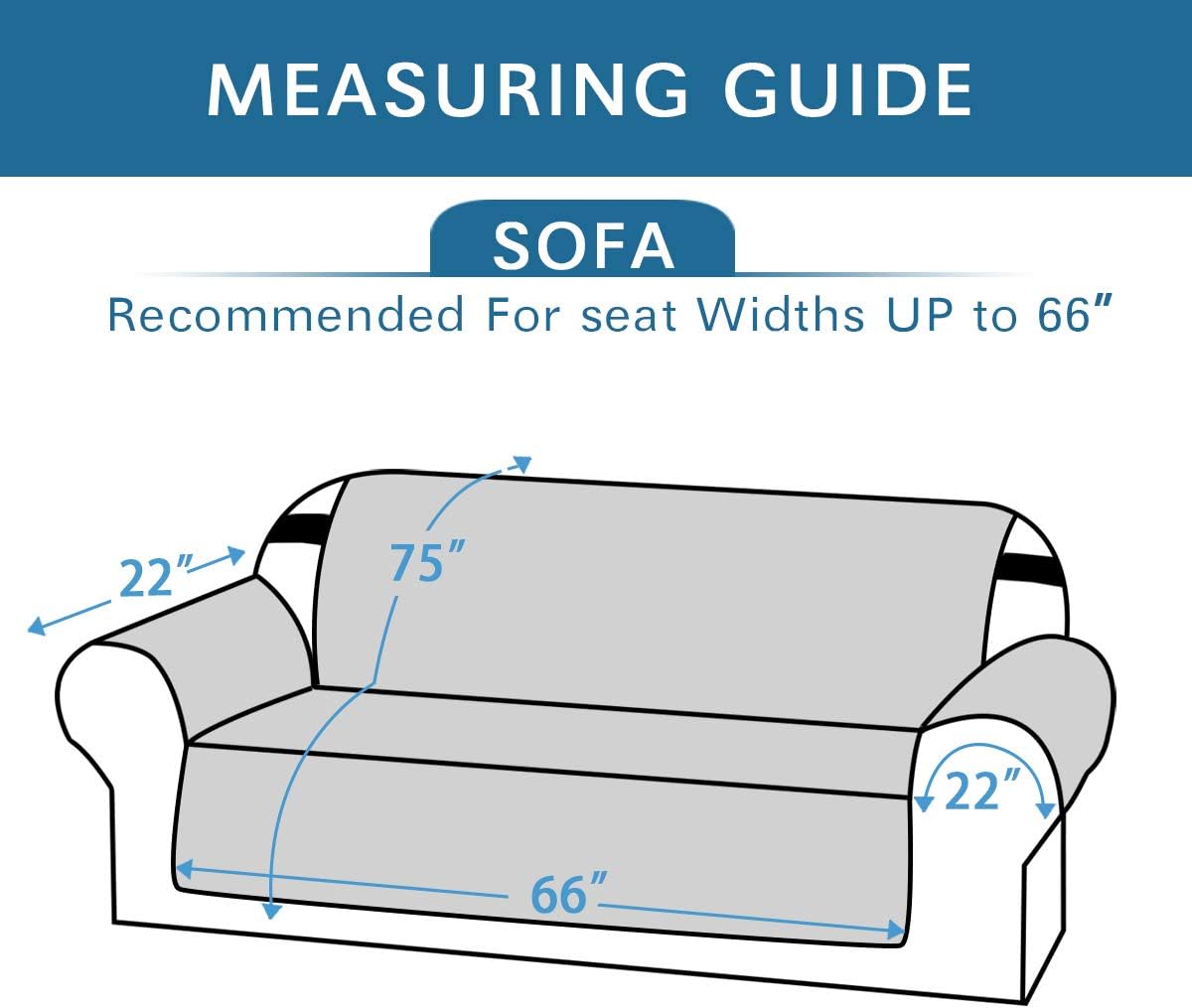 Reversible Sofa Cover for 3 Cushion Couch Water Resistant Couch Cover for Dogs Non Slip Furniture Protector Cover with Elastic Strap for Pet Cat (Seat Width: 66
