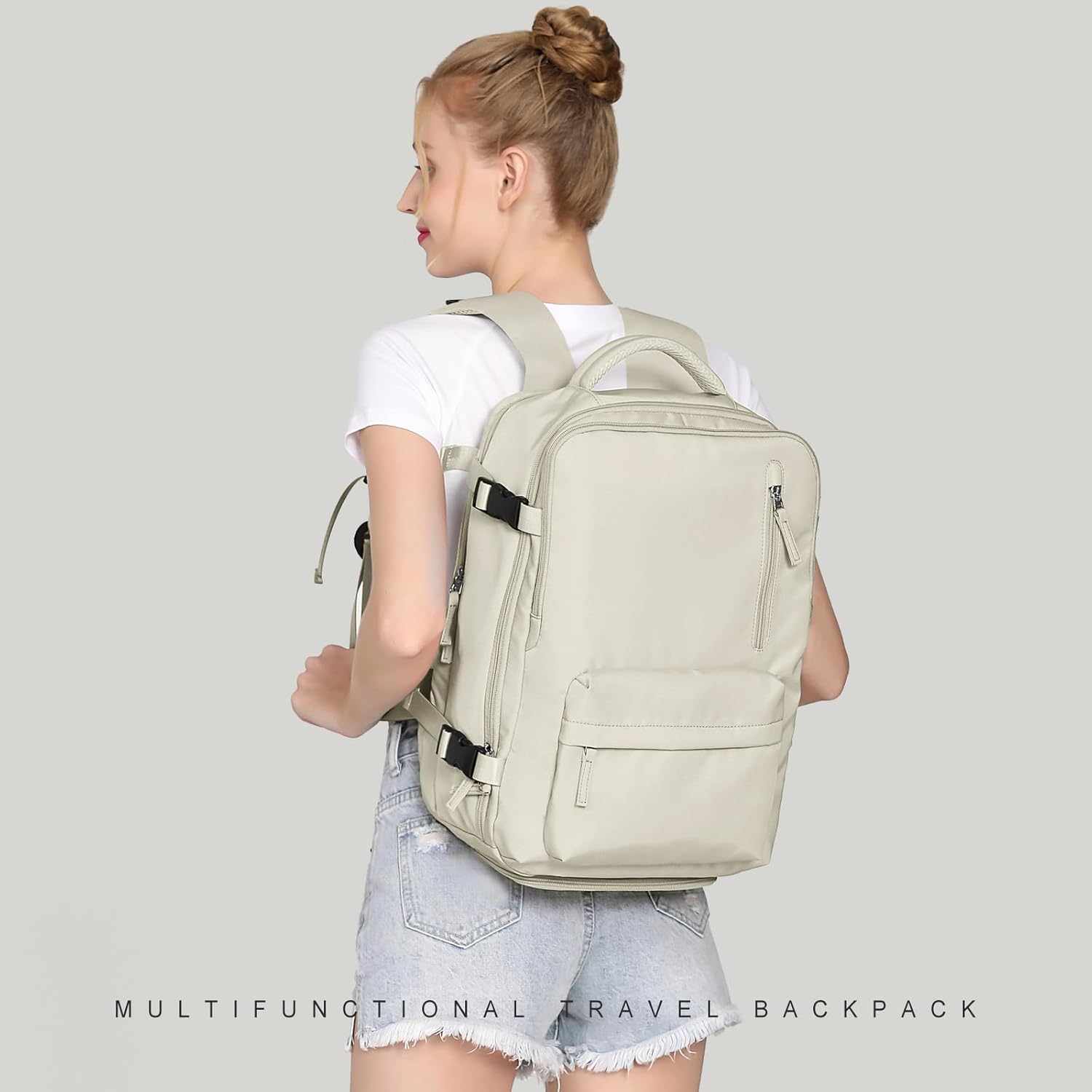 Cabin Bags for Travel, Underseat Carry on Hand Luggage Backpack for Women Airplane Approved Travel Backpack Personal Item Travel Bag 14 inch Laptop Backpack for Business Casual Work Beige - Image 7