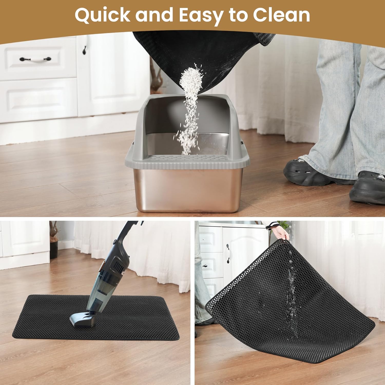 Cat Litter Mat Trapper – 60x45cm Double-Layer Honeycomb Design, Waterproof & Urine-Proof, Traps Litter to Keep Floors Clean - Image 6