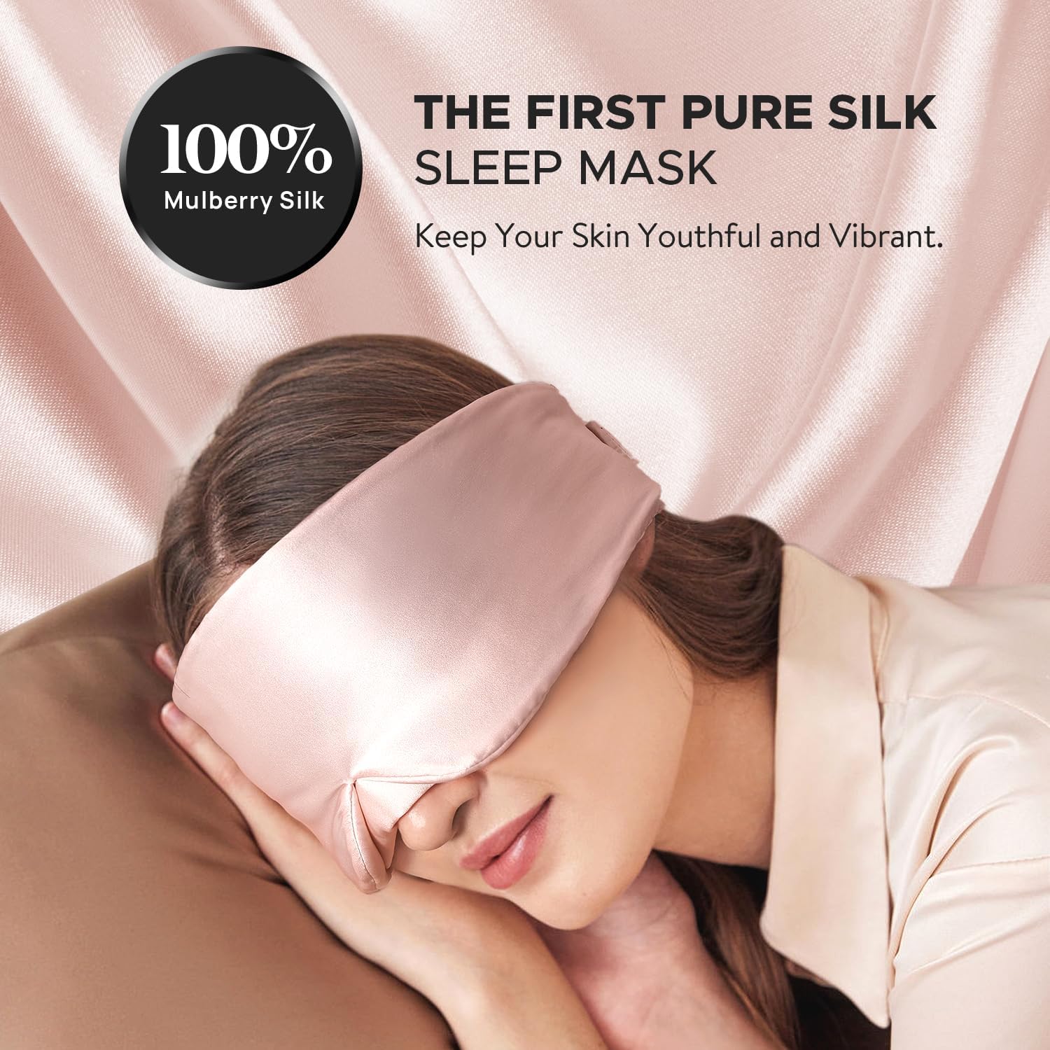 Silk Sleep Mask for Side Sleeper, Eye Mask Sleeping for Women Men 100% 22 Momme Pure Mulberry Silk, Face-Hugging Padded Silk Eye Cover for Sleeping with Adjustable Band (Pink) - Image 2