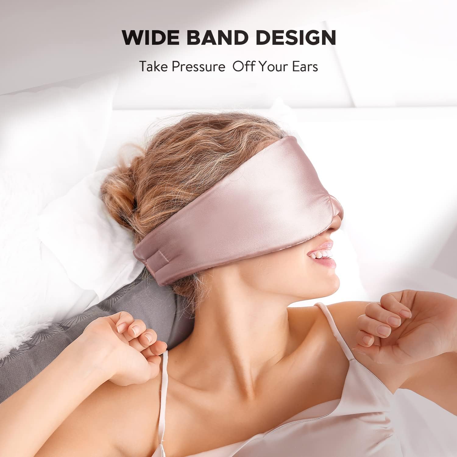 Silk Sleep Mask for Side Sleeper, Eye Mask Sleeping for Women Men 100% 22 Momme Pure Mulberry Silk, Face-Hugging Padded Silk Eye Cover for Sleeping with Adjustable Band (Pink) - Image 4