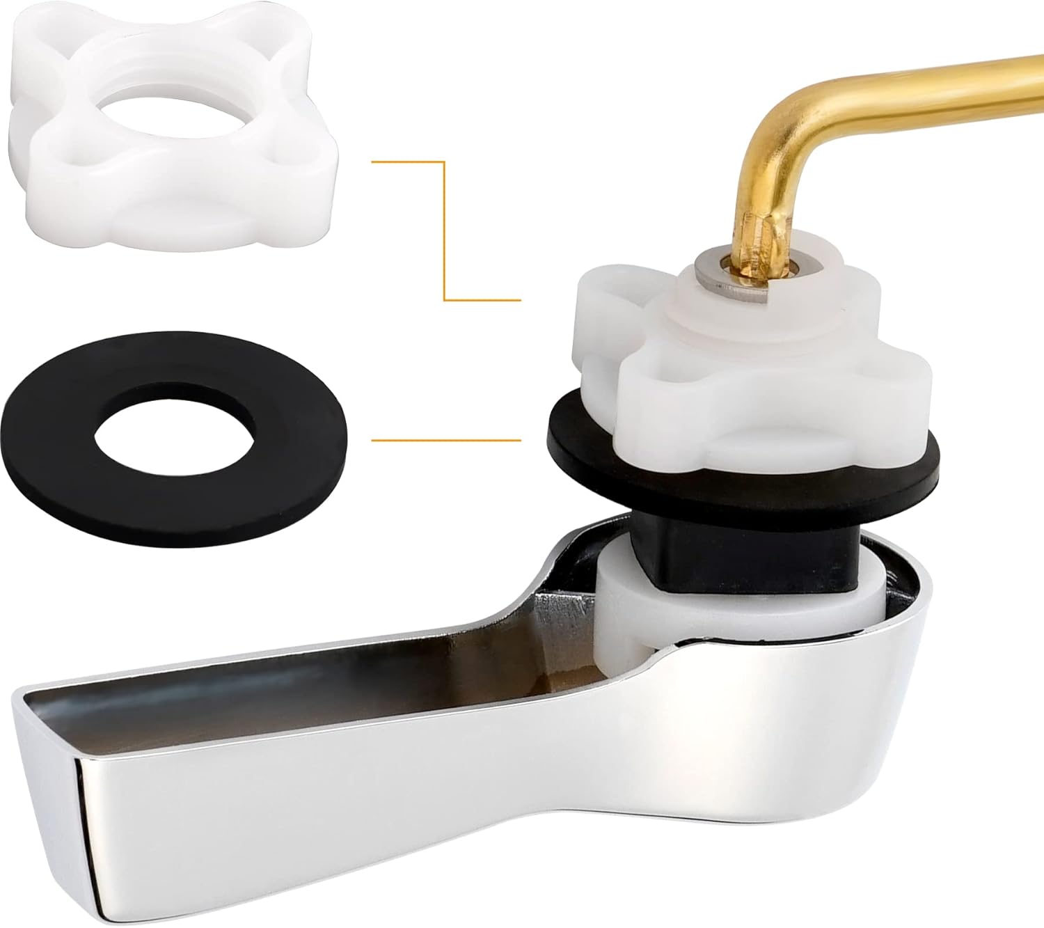 Universal Front Mount Toilet Handle Tank Flush Lever Replacement Handle with Stainless Steel Flapper Chains for Most Front Mount Toilets- Chrome Finish Toilet Handle - Image 3