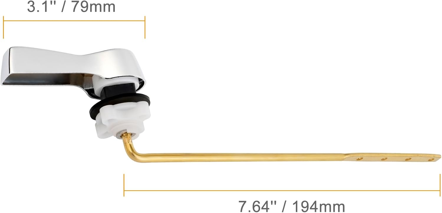Universal Front Mount Toilet Handle Tank Flush Lever Replacement Handle with Stainless Steel Flapper Chains for Most Front Mount Toilets- Chrome Finish Toilet Handle - Image 7