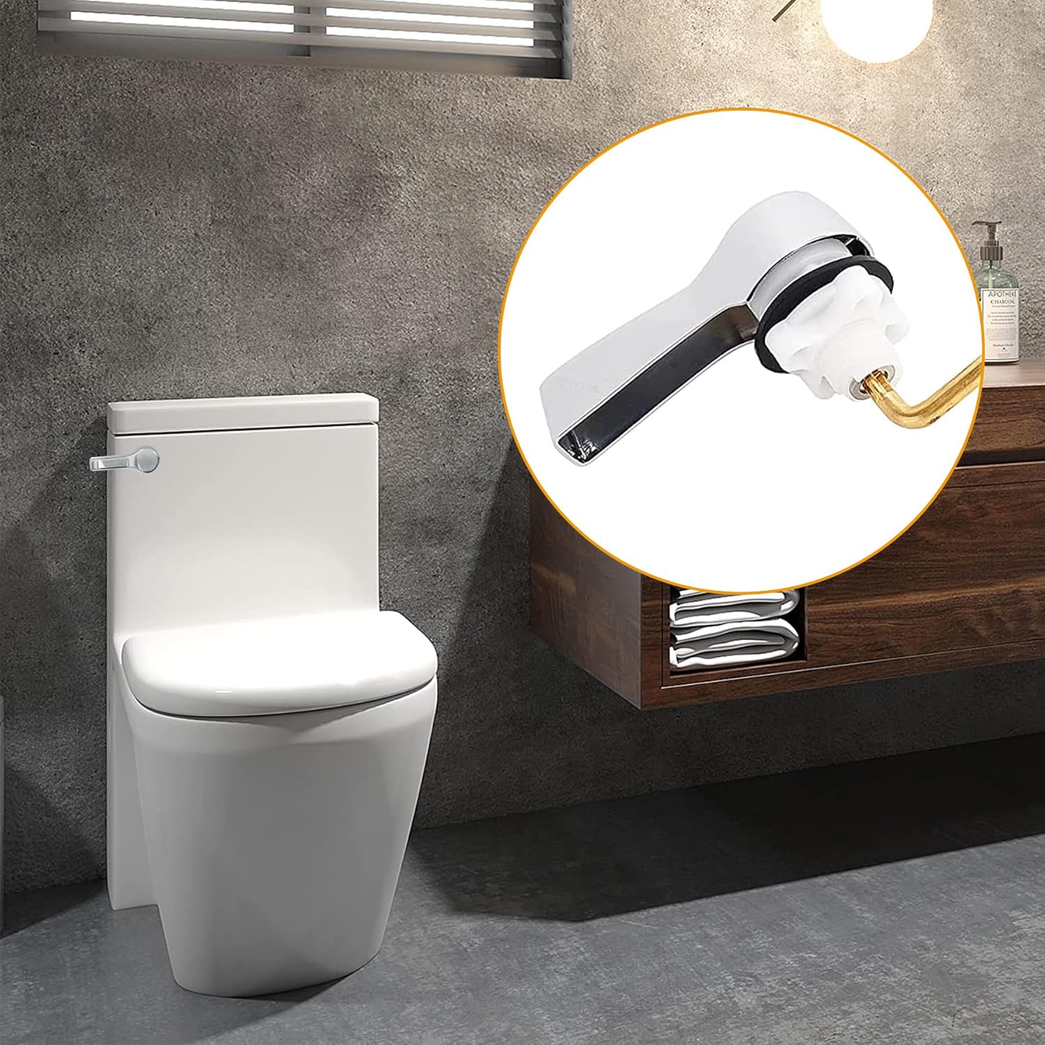 Universal Front Mount Toilet Handle Tank Flush Lever Replacement Handle with Stainless Steel Flapper Chains for Most Front Mount Toilets- Chrome Finish Toilet Handle - Image 8