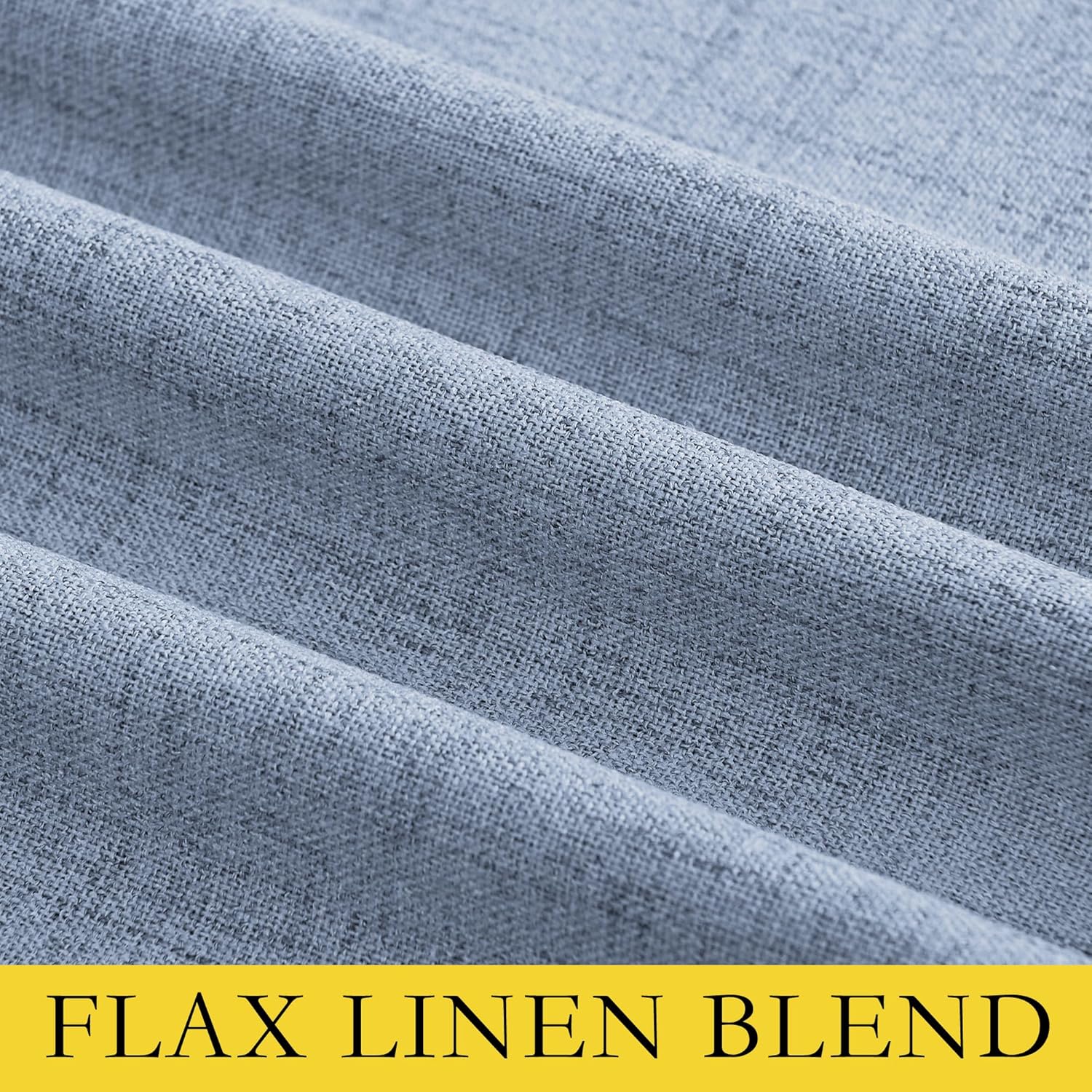 Stone Blue Vintage Linen 100% Blackout Curtains for Living Room,Thermal Insulated Curtains 63