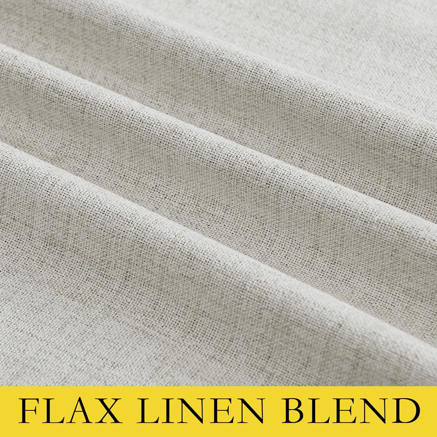 Snowbound Vintage Linen 100% Blackout Curtains for Living Room,Thermal Insulated Curtains 63