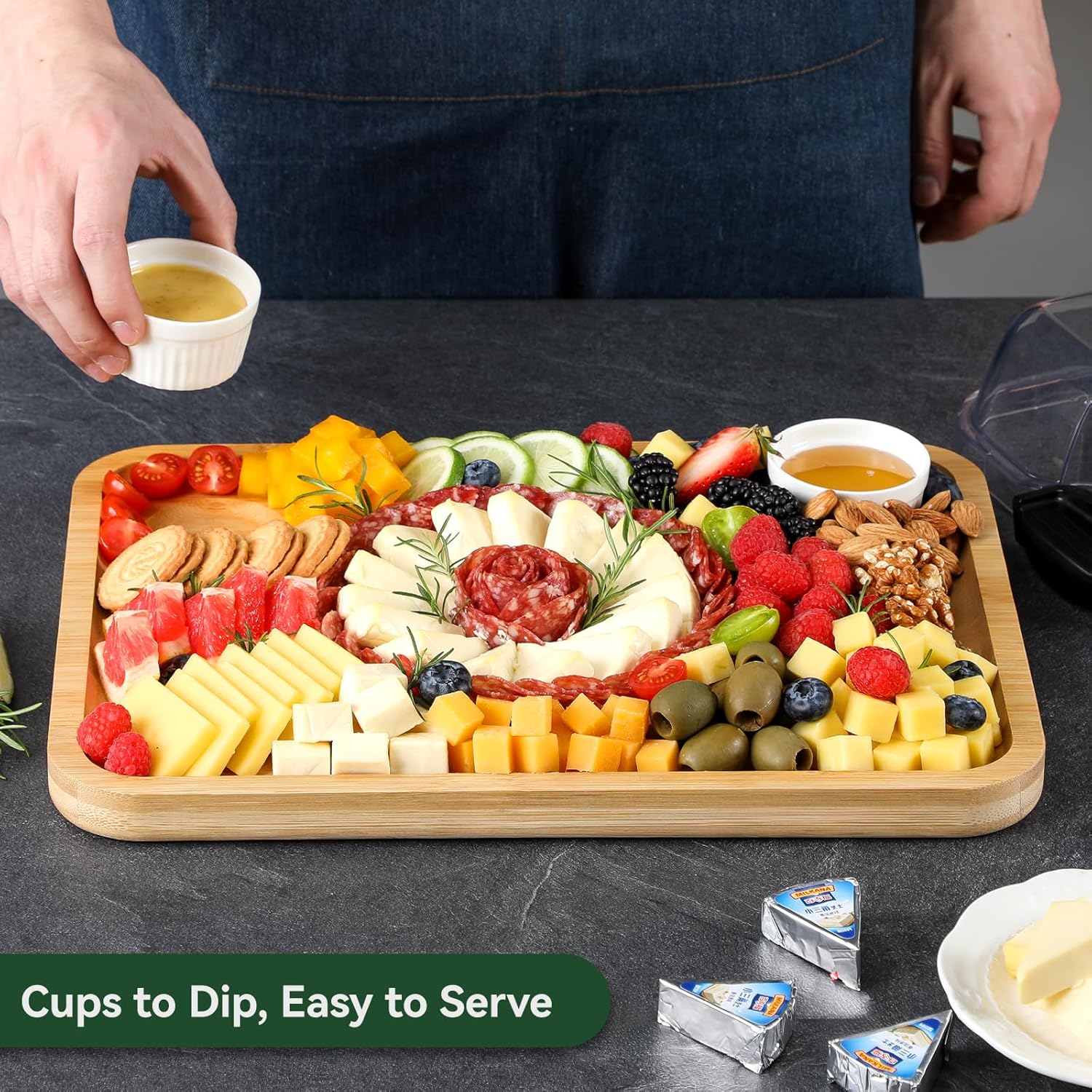 Charcuterie Boards with Lid, Bamboo Cheese Board Set with Locking Lid with Handle, Charcuterie Board Accessories - House Warming Gifts New Home, Bridal Shower Gifts, Wedding Gifts - Image 3