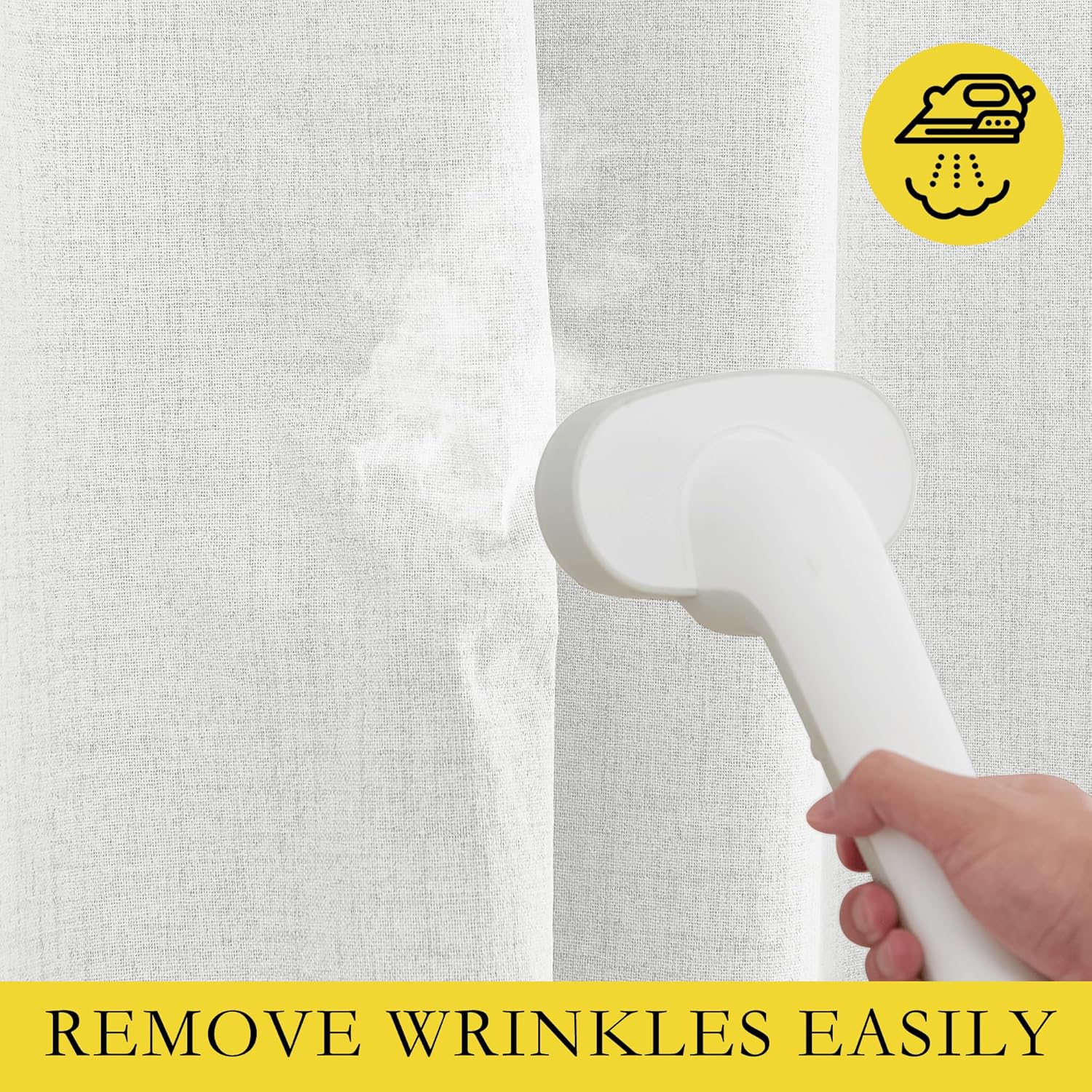 100% Absolutely Blackout Linen Curtains with Thermal Insulated White Liner,Greyish White,52