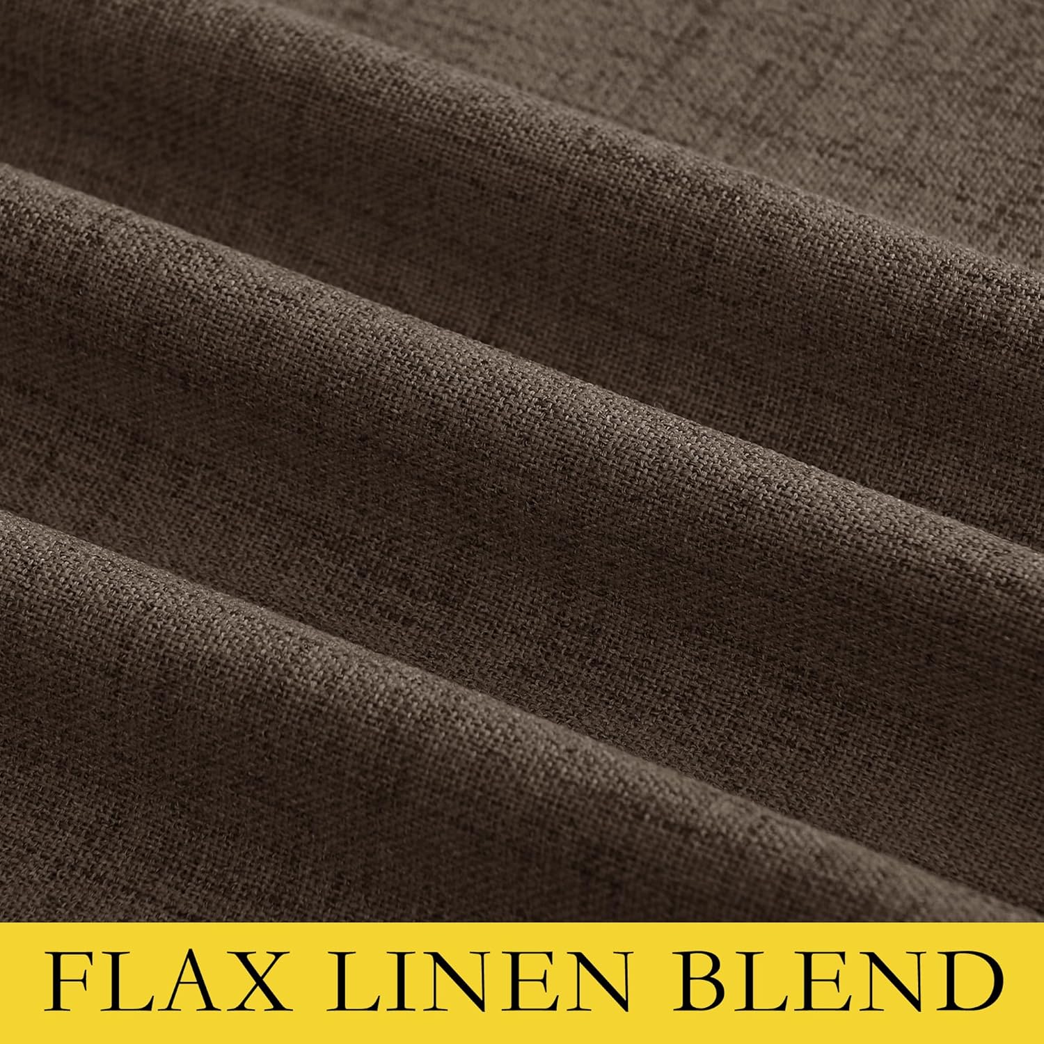 Coffee Vintage Linen 100% Blackout Curtains for Living Room, Thermal Insulated Curtains 95“ Long, Noise Reducing Window Treatment Drapes for Home Office, 62