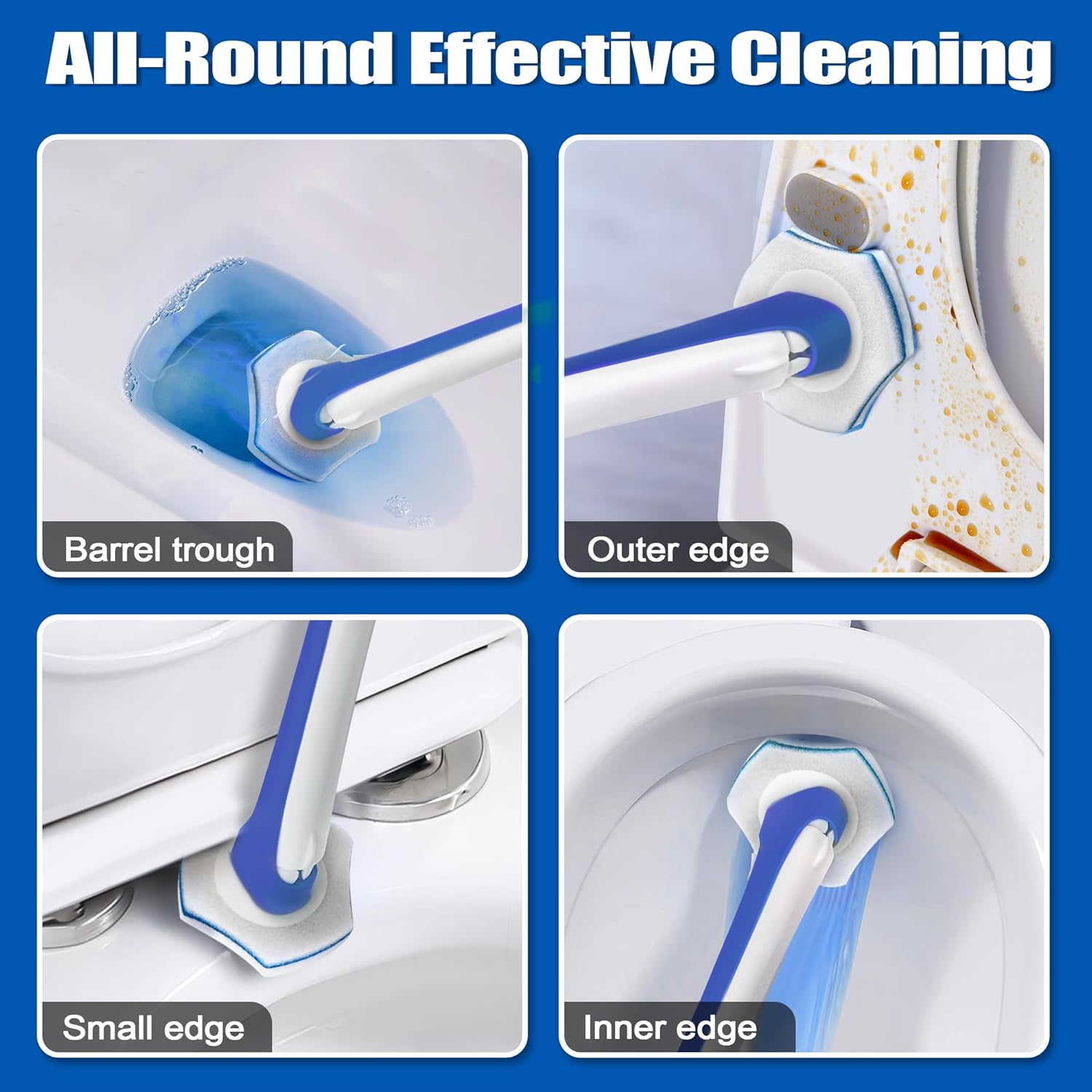 Disposable Toilet Brush with 48PCS Wand Cleaner Refills, Wall Mounted Toilet Bowl Brush Holder Set, Bathroom Cleaning System for Sink Bathtub Wash Basin (Blue) - Image 3