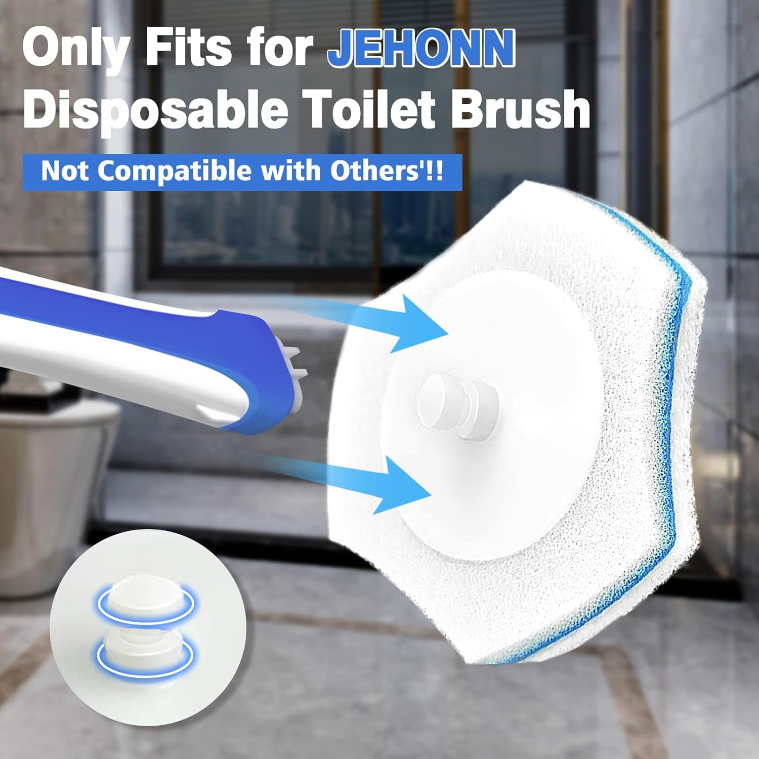 Disposable Toilet Brush with 48PCS Wand Cleaner Refills, Wall Mounted Toilet Bowl Brush Holder Set, Bathroom Cleaning System for Sink Bathtub Wash Basin (Blue) - Image 7