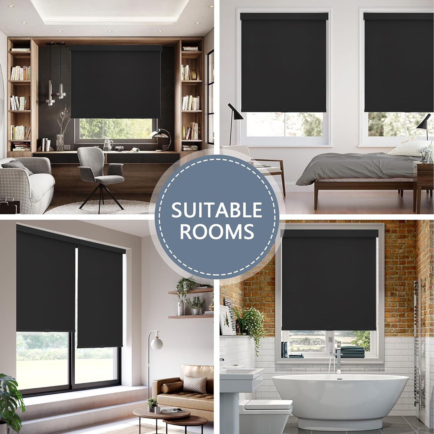 Blackout Roller Shades Cordless Blinds for Windows, Free-Stop Shades with Valance, Thermal Insulated Fabric, UV Protection, Blinds for Home and Office 20