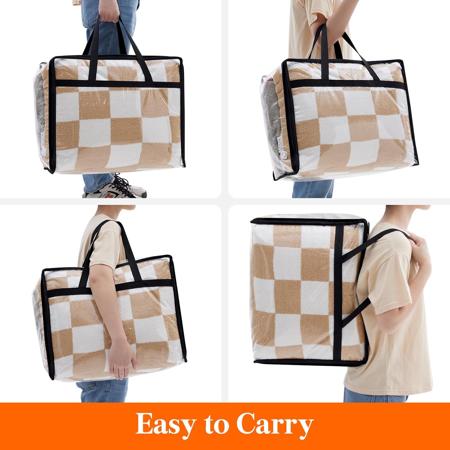 4 Pack Clear Clothes Storage Bags, 40L Plastic Blanket Storage Bags, Vinyl Foldable Moving Bags with Zipper, Closet Organizers and Storage Containers for Bedding, Duvet, Comforter - Image 5
