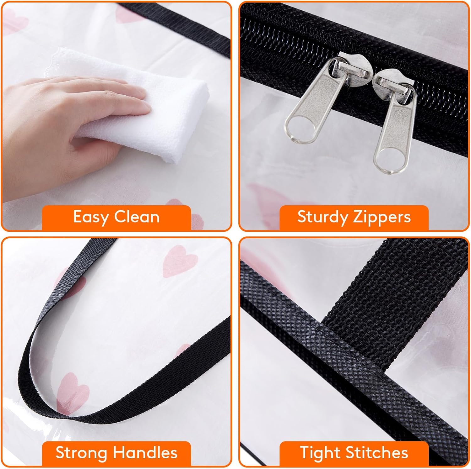 4 Pack Clear Clothes Storage Bags, 40L Plastic Blanket Storage Bags, Vinyl Foldable Moving Bags with Zipper, Closet Organizers and Storage Containers for Bedding, Duvet, Comforter - Image 6