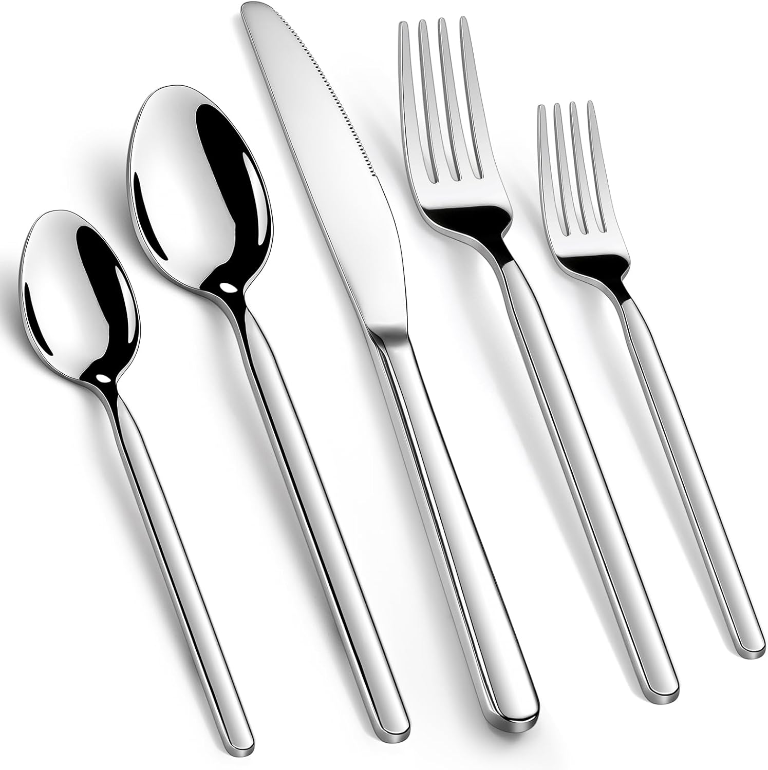 Premium 40-Piece Silverware Set for 8, 18/10 Stainless Steel Flatware Cutlery Set with Forks, Knives, Spoons, Durable and Elegant Design Utensils Tableware - Heavy Duty, Dishwasher Safe - Image 1