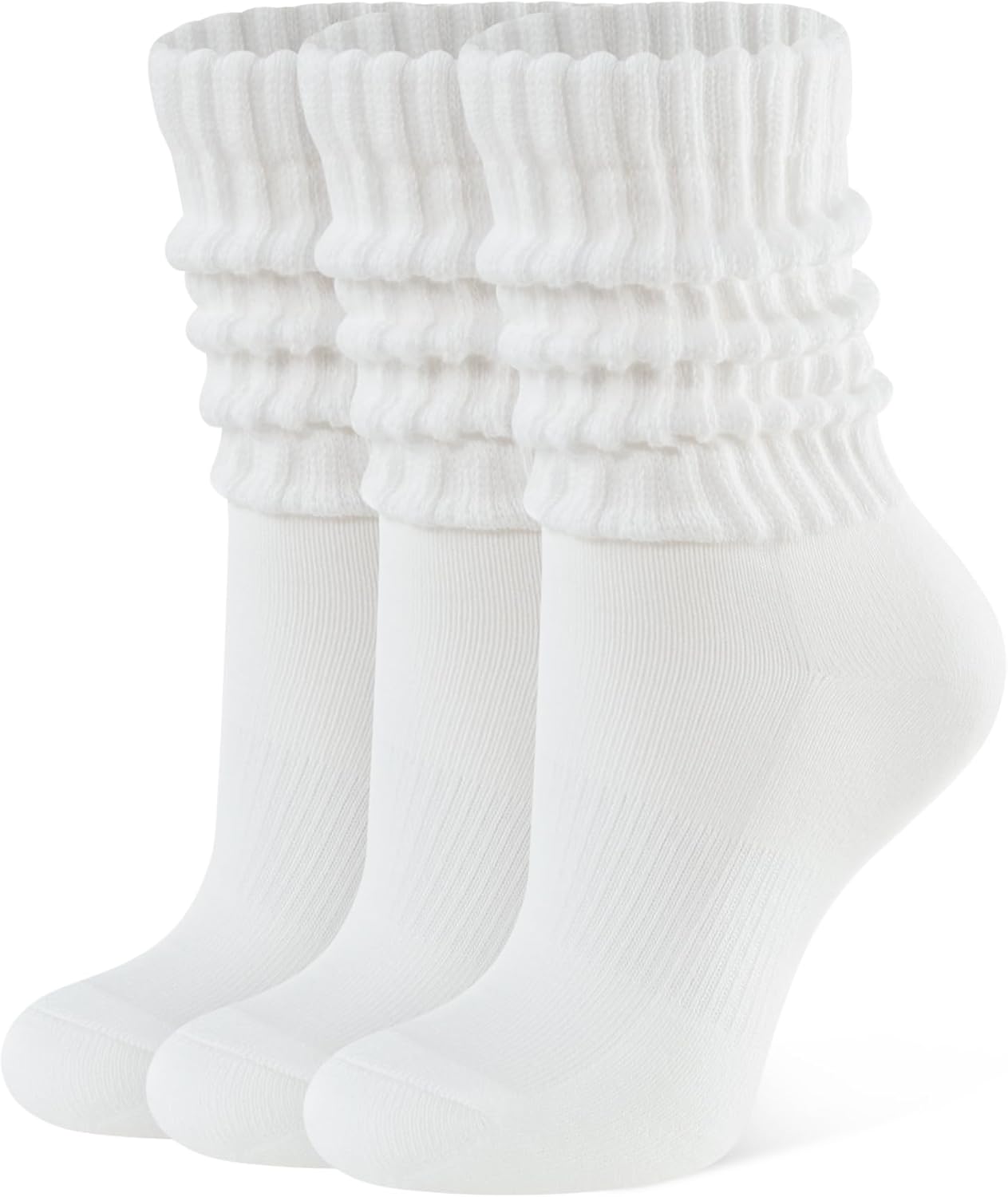 Womens Slouch Crew Socks Retro Cozy Scrunch Design Cotton Slouchy Socks Casual Comfort 3 Pairs - Image 1