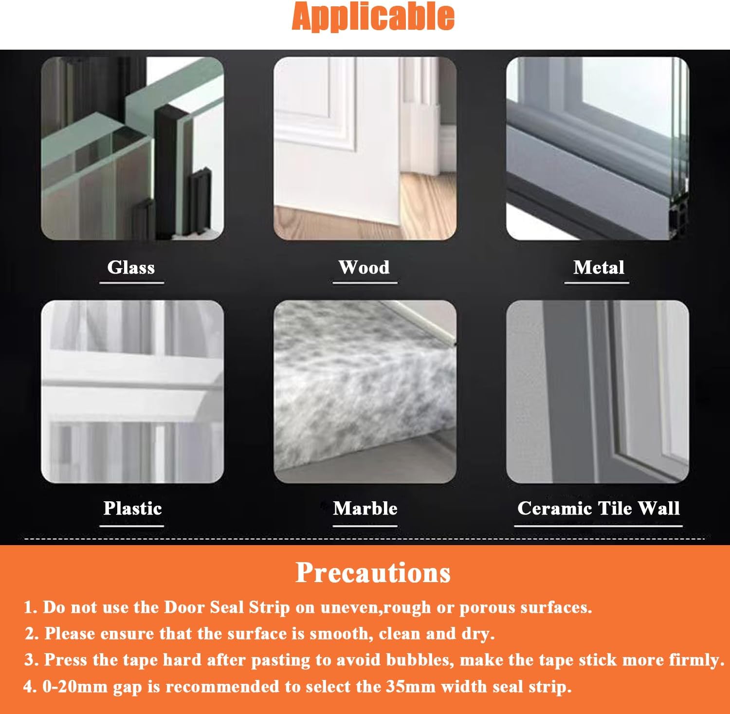 32.8FT Silicone Weather Stripping Door Seal Strip, No Residue Glass Shower Door Seal Strip Under Door Draft Stopper Silicone Sealing Tape for Doors Windows Shower Glass Gap,Transparent,35MM - Image 6