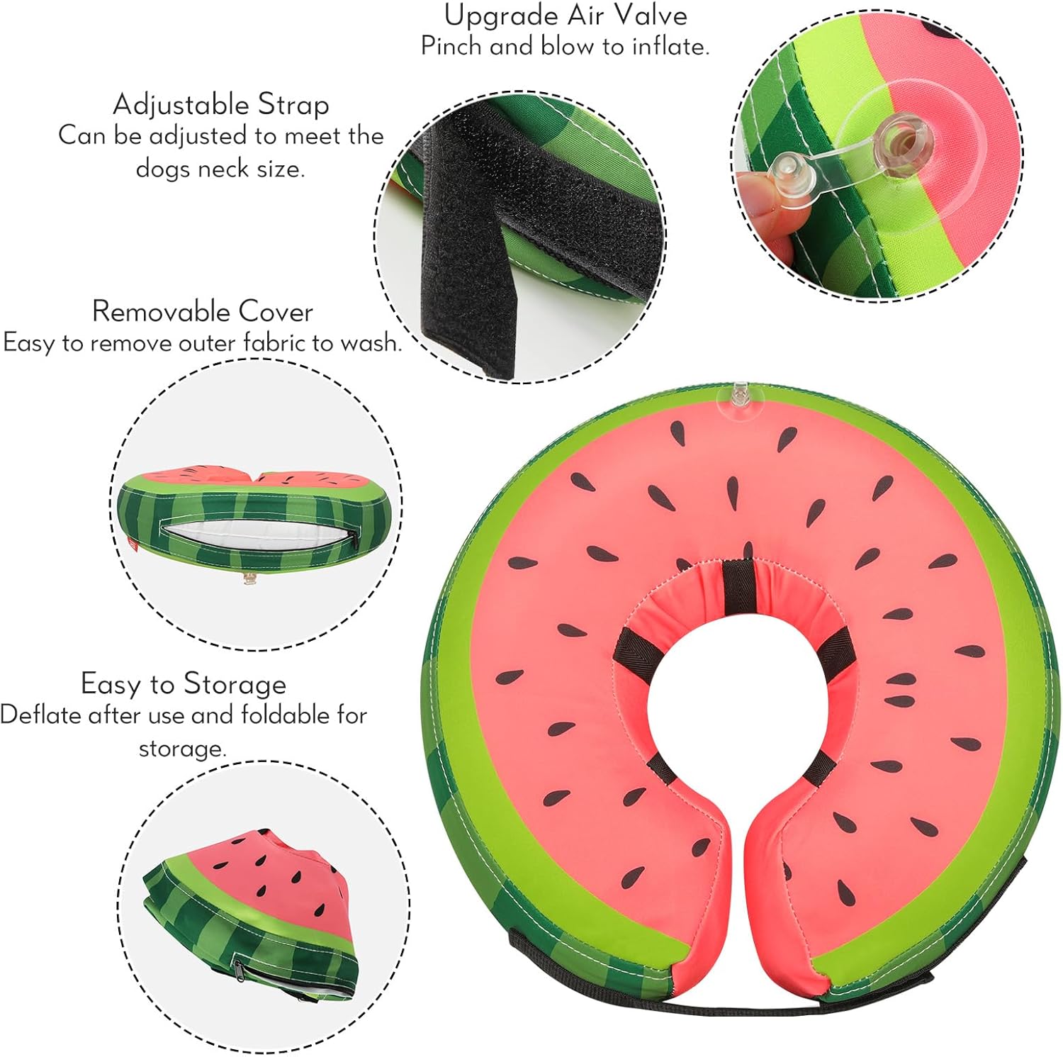 Inflatable Dog Collar Recovery Cone for Medium Waterproof Elizabethan Pillow Blow Up Pet Cone Collar Surgery Donut Convalescence Stop Licking Pulling Post Operative Anti Itch - Image 2