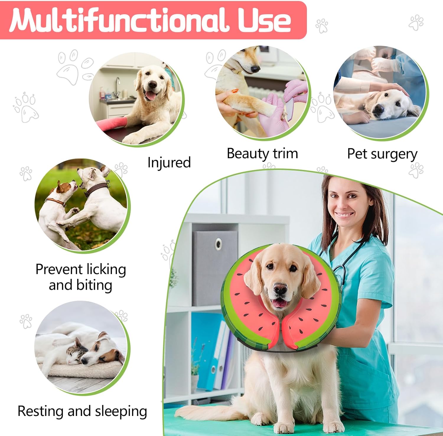 Inflatable Dog Collar Recovery Cone for Medium Waterproof Elizabethan Pillow Blow Up Pet Cone Collar Surgery Donut Convalescence Stop Licking Pulling Post Operative Anti Itch - Image 4