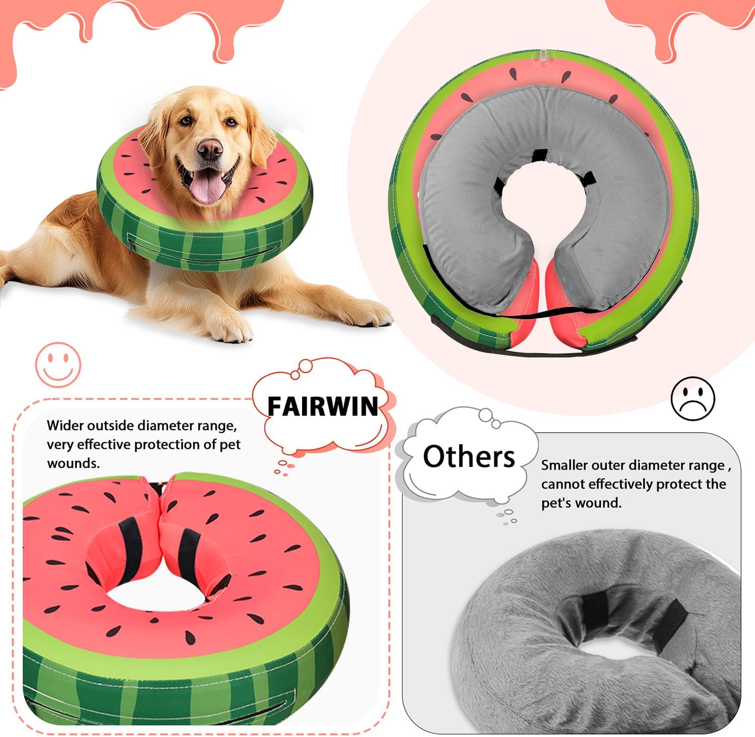 Inflatable Dog Collar Recovery Cone for Medium Waterproof Elizabethan Pillow Blow Up Pet Cone Collar Surgery Donut Convalescence Stop Licking Pulling Post Operative Anti Itch - Image 6