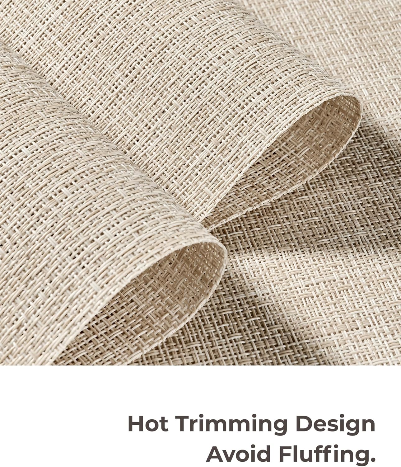 Beige Placemats Set of 6 - Heat Resistant Non-Slip Place mats for Dining Table, Washable Durable PVC Vinyl Woven Table Mats(Beige, 6) - Image 7