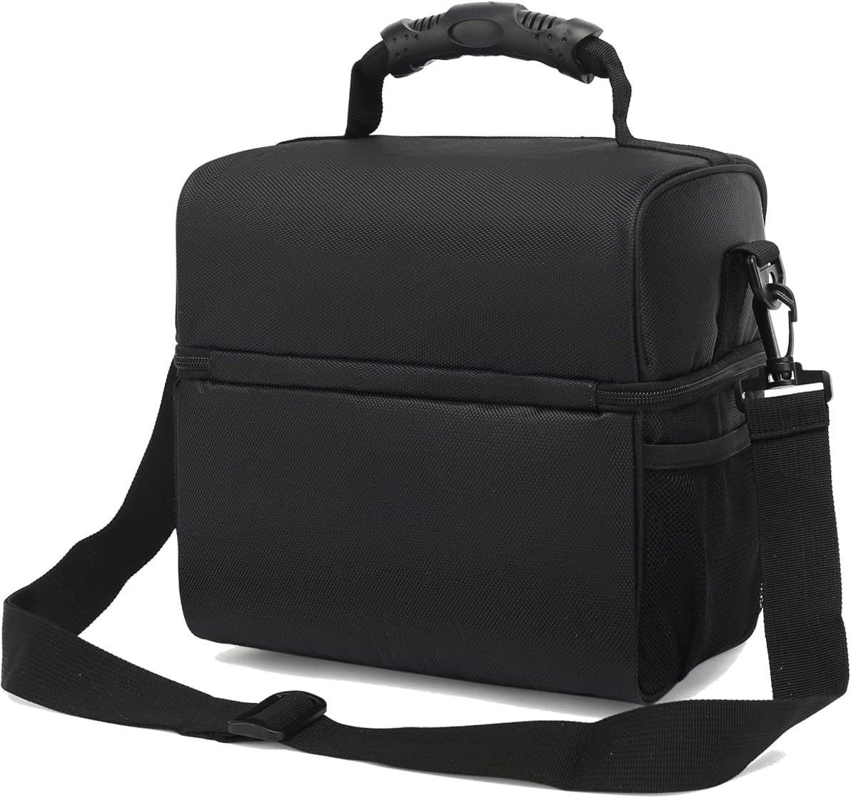 Insulated Lunch Bag Adult Lunch Box Large Tote Double Layer Cooler for Men, Women, with Adjustable Strap,Front Pocket and Mesh Side Pockets,Black - Image 7
