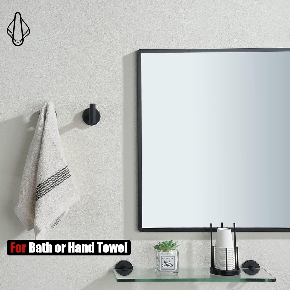 Black Bathroom Towel Hook, Coat Robe Clothes Hook for Bathroom Kitchen Garage Wall Mounted (2 Pack), 304 Stainless Steel Matte Black, TH100-PB-P2 - Image 4