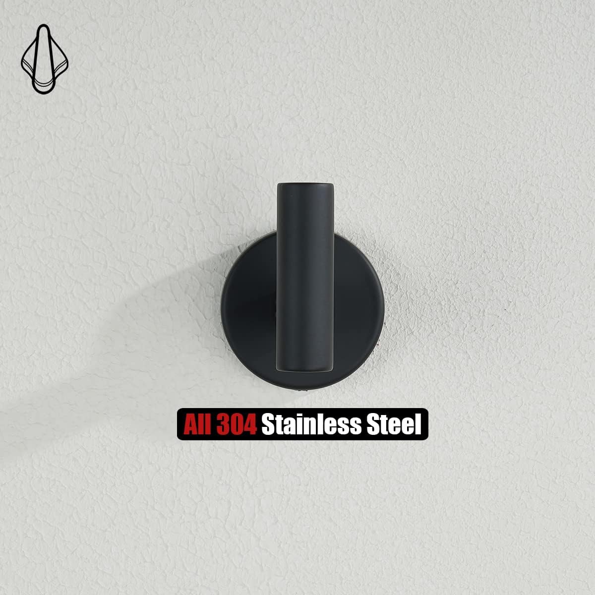 Black Bathroom Towel Hook, Coat Robe Clothes Hook for Bathroom Kitchen Garage Wall Mounted (2 Pack), 304 Stainless Steel Matte Black, TH100-PB-P2 - Image 5