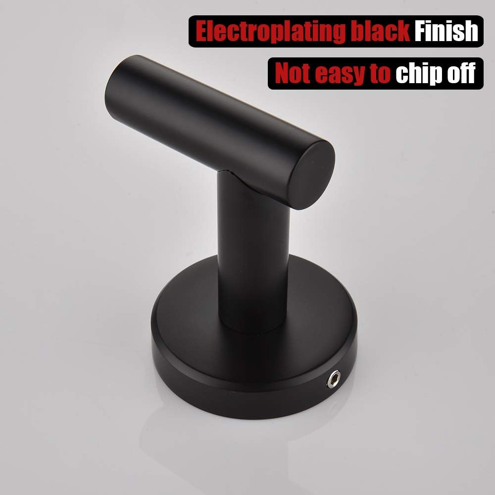 Black Bathroom Towel Hook, Coat Robe Clothes Hook for Bathroom Kitchen Garage Wall Mounted (2 Pack), 304 Stainless Steel Matte Black, TH100-PB-P2 - Image 8