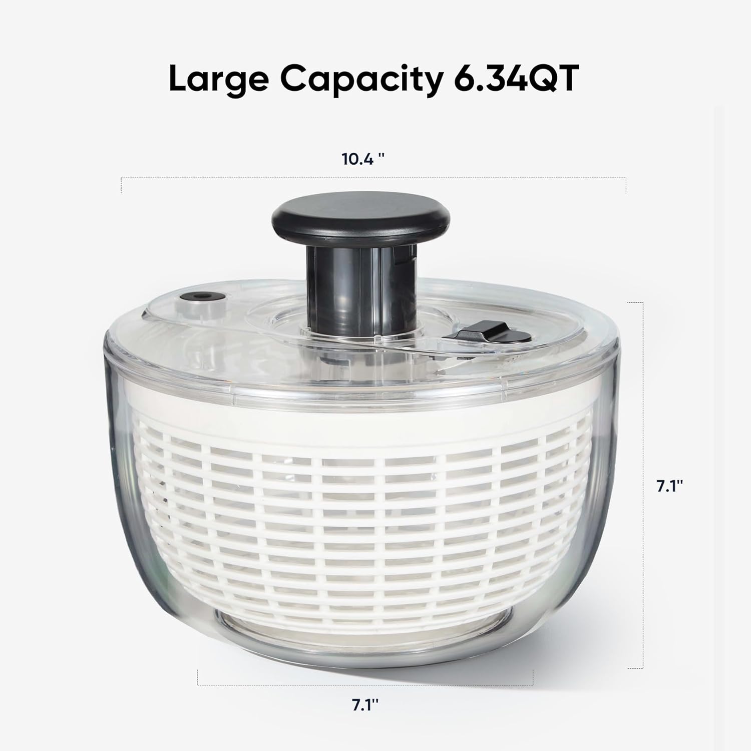 6.4 Qt Salad Spinner Large Lettuce Spinner Plastic Vegetable Fruit Washer, Vegetable Cleaner Salad Cleaner Lettuce Washer, Non-Slip Base, BPA-Free - Image 2