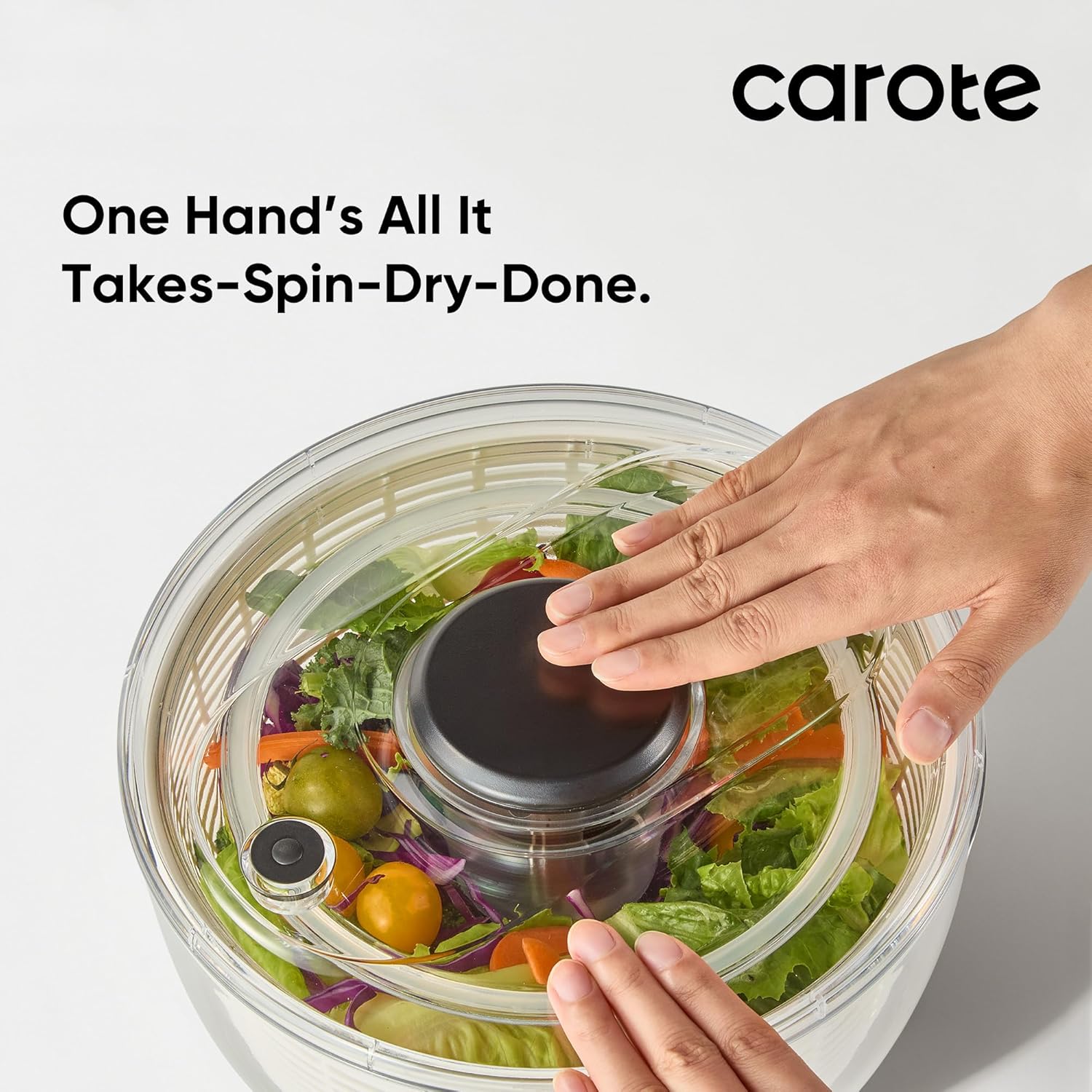 6.4 Qt Salad Spinner Large Lettuce Spinner Plastic Vegetable Fruit Washer, Vegetable Cleaner Salad Cleaner Lettuce Washer, Non-Slip Base, BPA-Free - Image 3