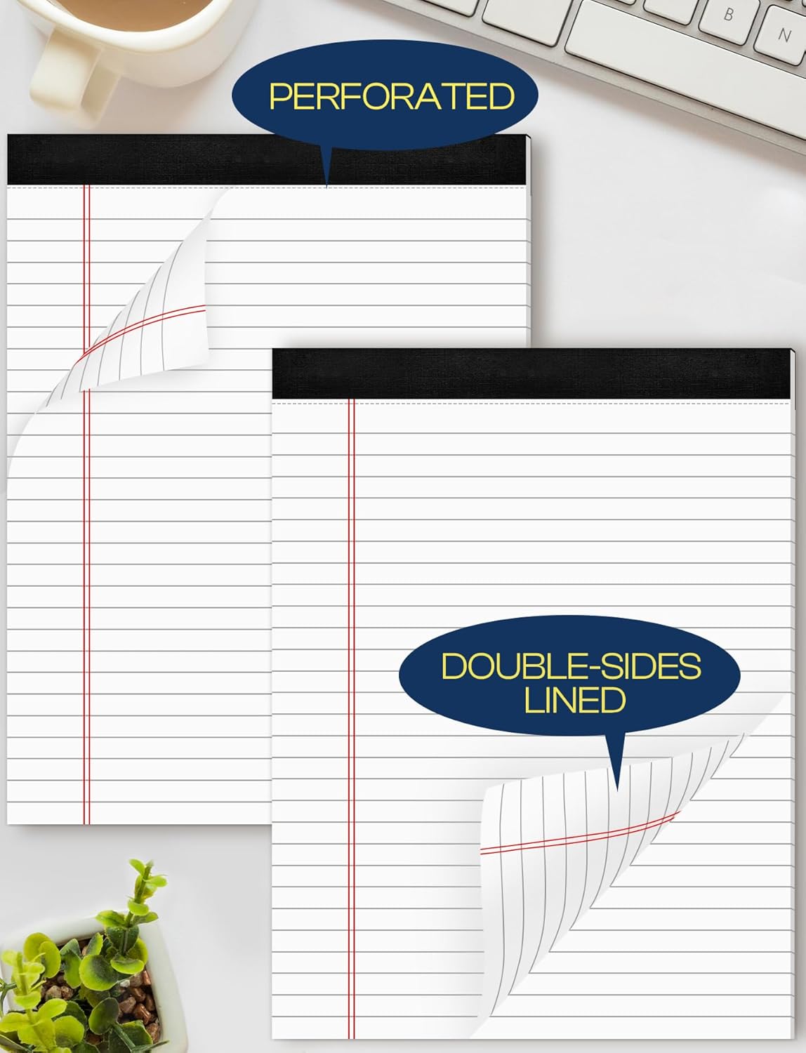 Legal Pads 8.5 x 11 White Note Pads Paper 8-1/2 x 11 Lined Paper Pad 8.5 x 11 White Legal Pad 6 Pack Notepads 8.5 x 11 Lined Writing Pads of Paper 8.5 x 11 Notepad White Paper Pads 30 Sheets/Pad - Image 6