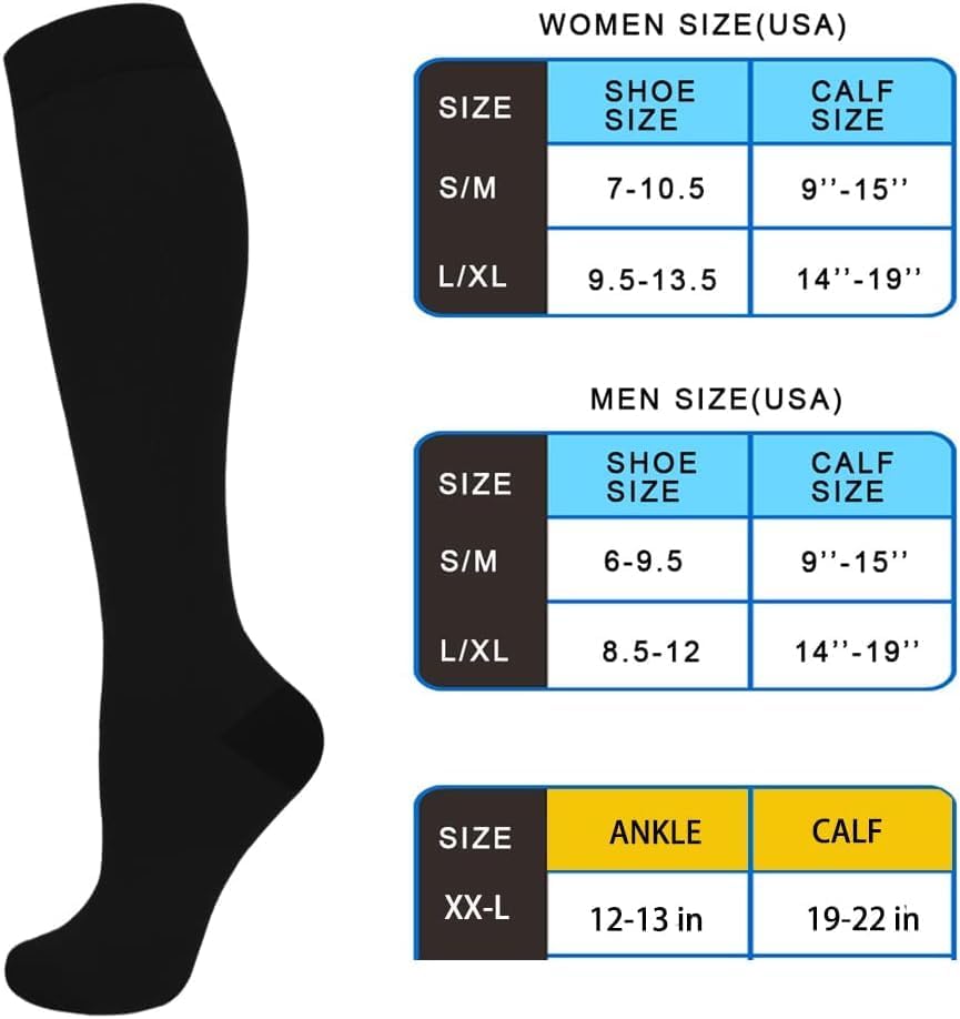 4 Pairs Copper Compression Socks for Men&Women(15-20mmHg), Compression Stocking for Swelling Running Hiking Travel Nursing - Image 5