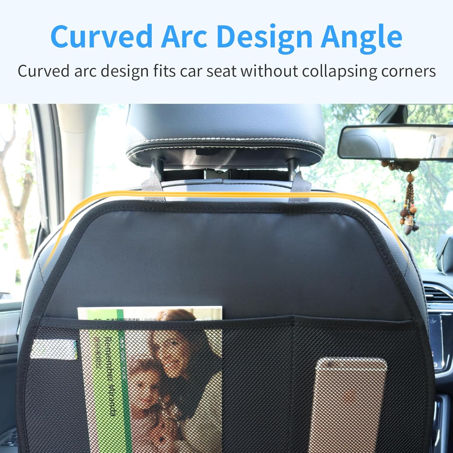 Car Seat Protector Large Kick Mat 2 Pack Durable Water Resistant Auto Seat Back Covers with 2 Mesh Pockets Protection Against Dust Mud Scratches (Black, 2-Pack) - Image 7