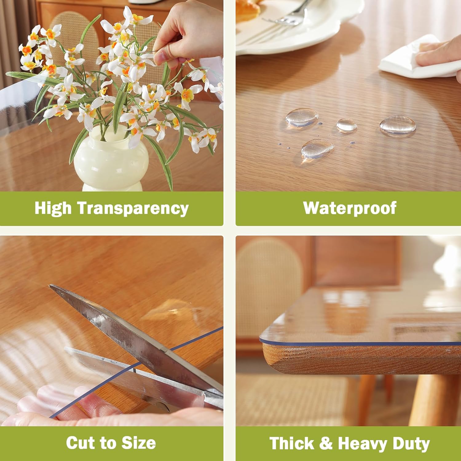Clear Table Protector, 1.5mm Thick 24 x 48 Inch Desk Protector Mat Clear, Waterproof Plastic Table Cover, Vinyl Desk Cover for Office, Writing Desktop - Image 4