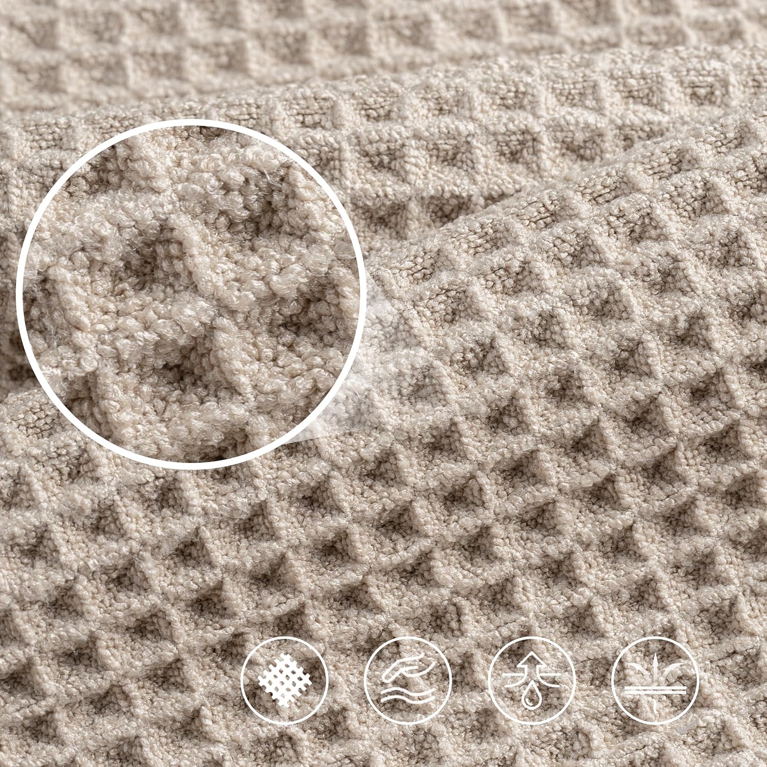 430 GSM Microfiber Oversize Quick Dry Lint Free Bath Towel, 60 x 30 in, 4 Pack (Waffle Weave) - Image 5