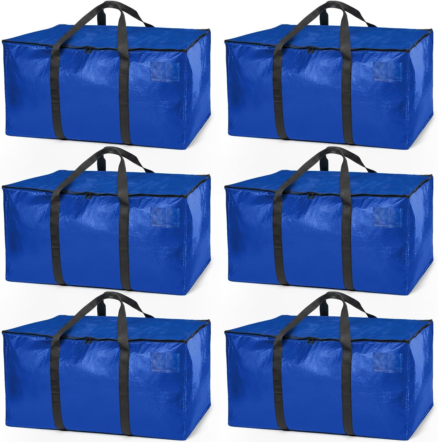Heavy Duty Moving Bags or Storage Bag, 6 Pack – Large Moving Boxes with Backpack Straps, Zippers & Handles – Perfect for College Dorm, Traveling, Camping, Christmas Decorations - Image 1