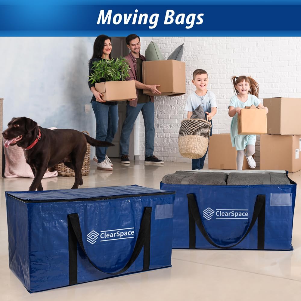 Heavy Duty Moving Bags or Storage Bag, 6 Pack – Large Moving Boxes with Backpack Straps, Zippers & Handles – Perfect for College Dorm, Traveling, Camping, Christmas Decorations - Image 3