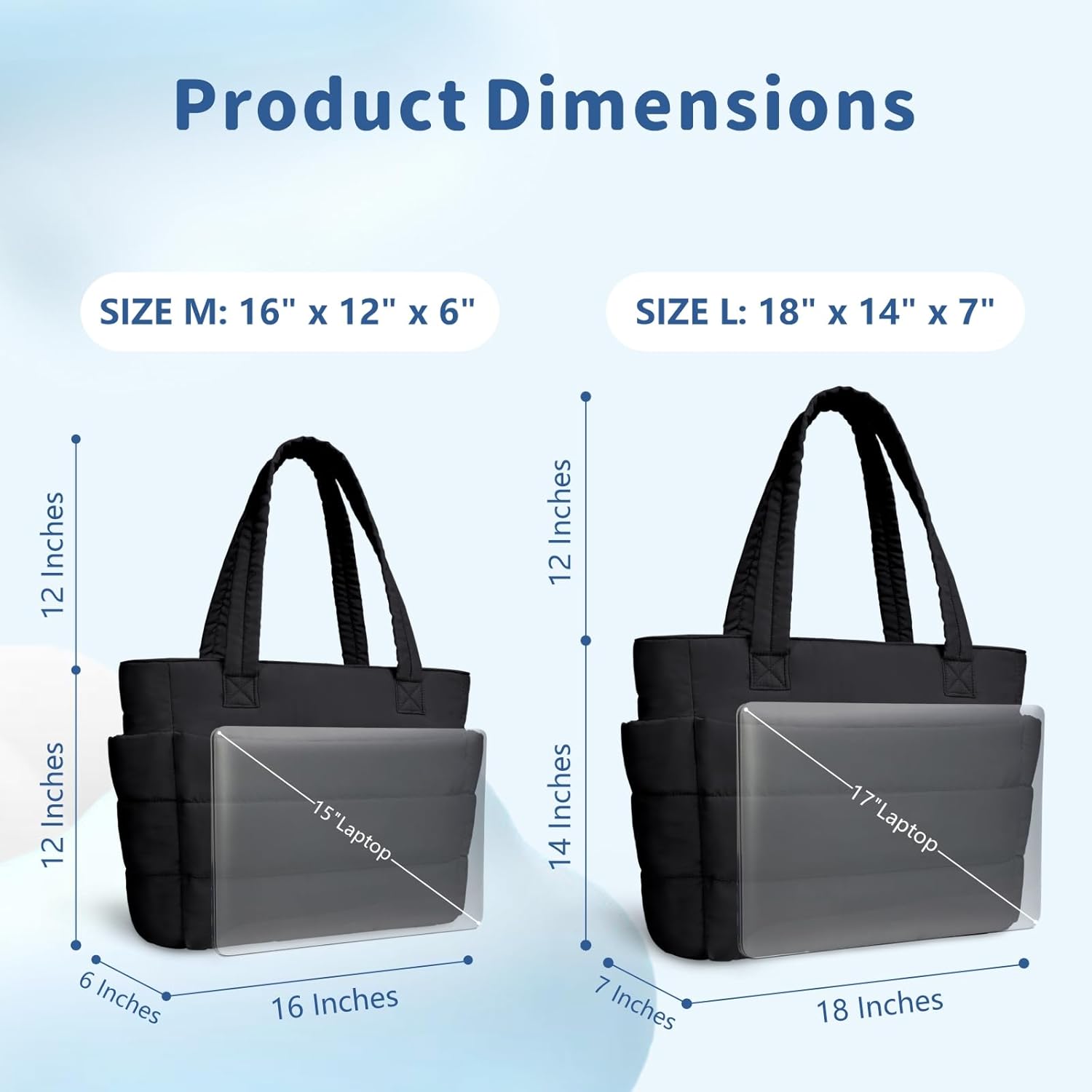 Puffer Tote Bag for Women, Lightweight Puffy Handbag with Compartments, Quilted Shoulder Bag for Work, Travel, Gym - Image 5